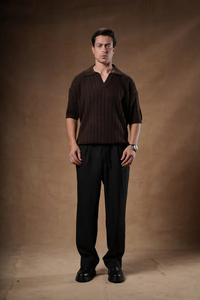 Bucks Ribbed Knitted Polo Boxy Fit