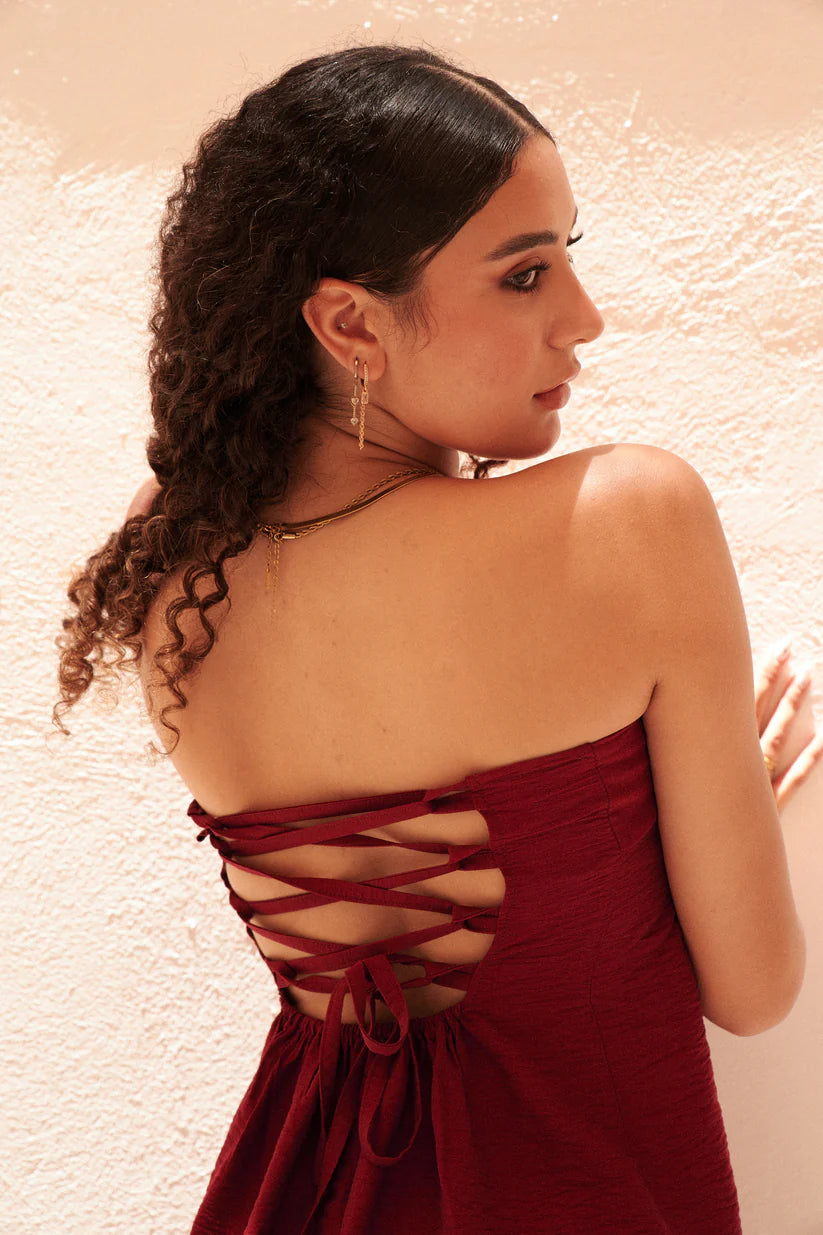 Effortless Mini Dress In Maroon