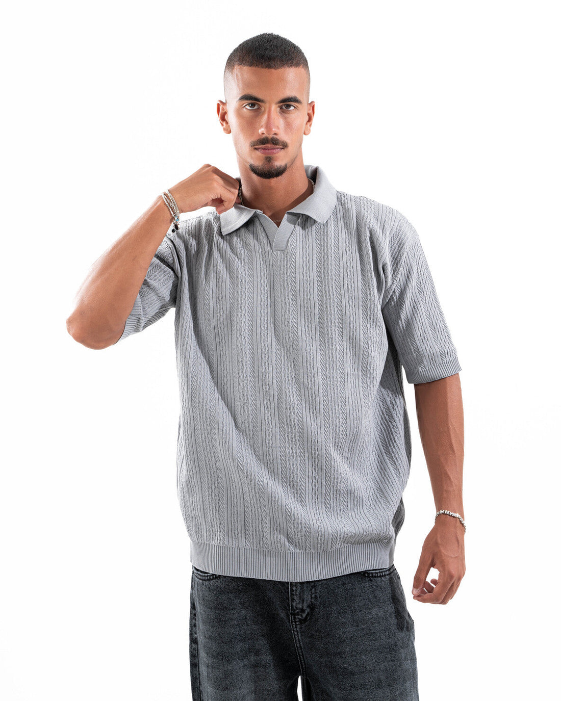 Psych Patterned Knit Polo