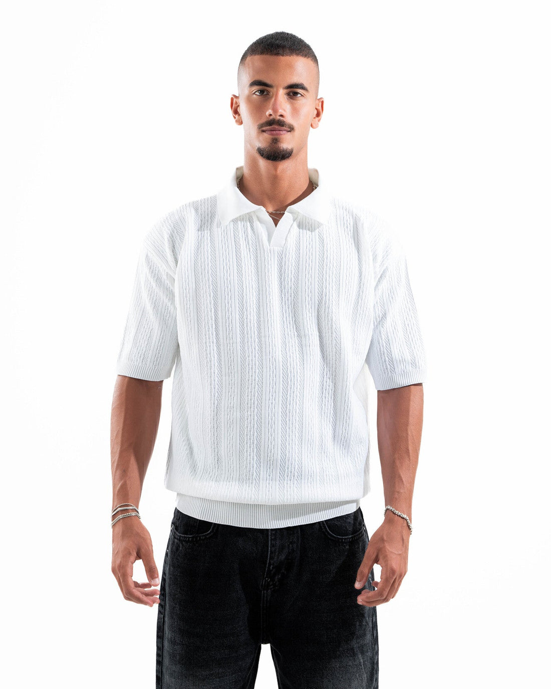 Psych Patterned Knit Polo