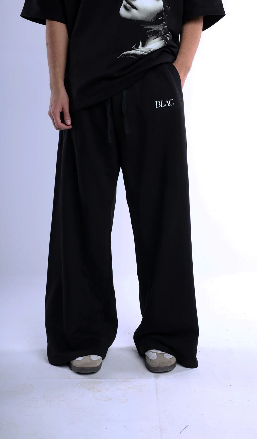 Blac Logo Print Wide Leg Sweatpants
