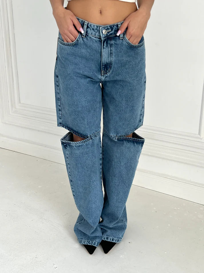 Maison de Chris Cut Out Denim Pants