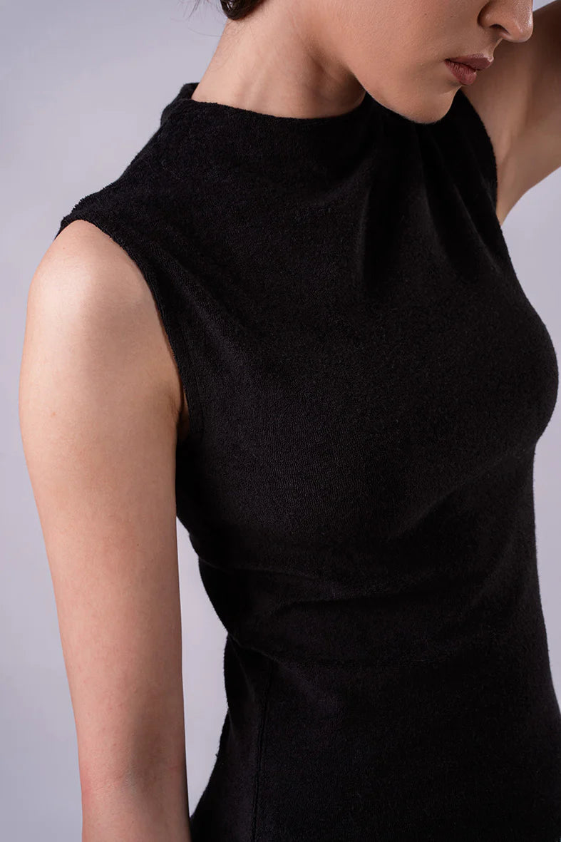 kntd W High Neck Velvet Top 2548