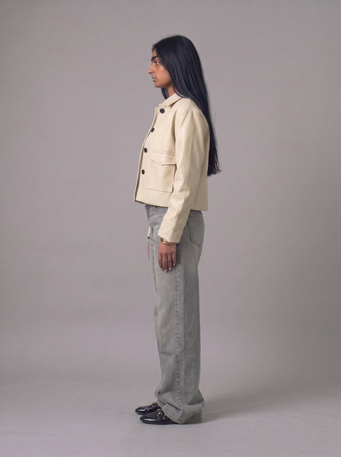 Frenchee Leather Buttons Jacket