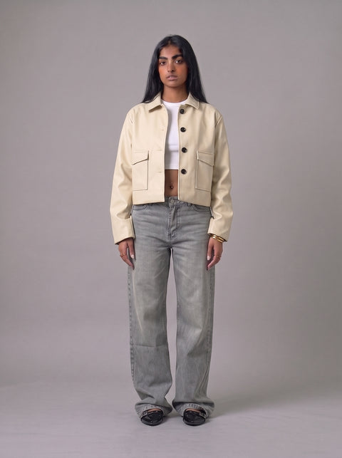 Frenchee Leather Buttons Jacket