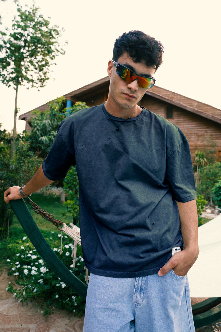 Nas Trends Stone Washed Basic Unisex Oversized SS T-Shirt