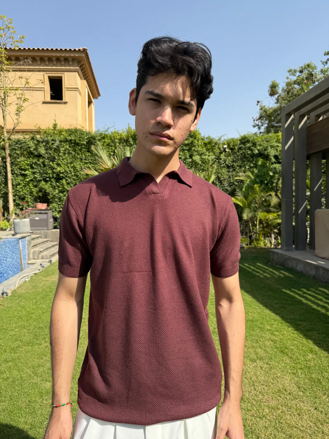 Aykoona Popcorn knit polo