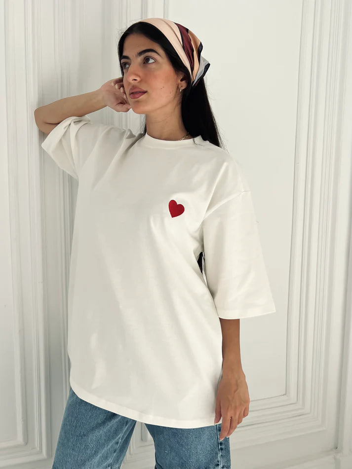Maison De Chris I Heart You  Oversized Heart T Shirt