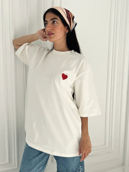 Maison De Chris I Heart You  Oversized Heart T Shirt