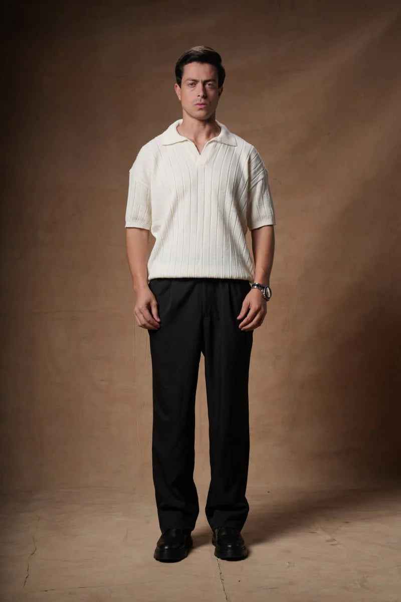 Bucks Ribbed Knitted Polo Boxy Fit
