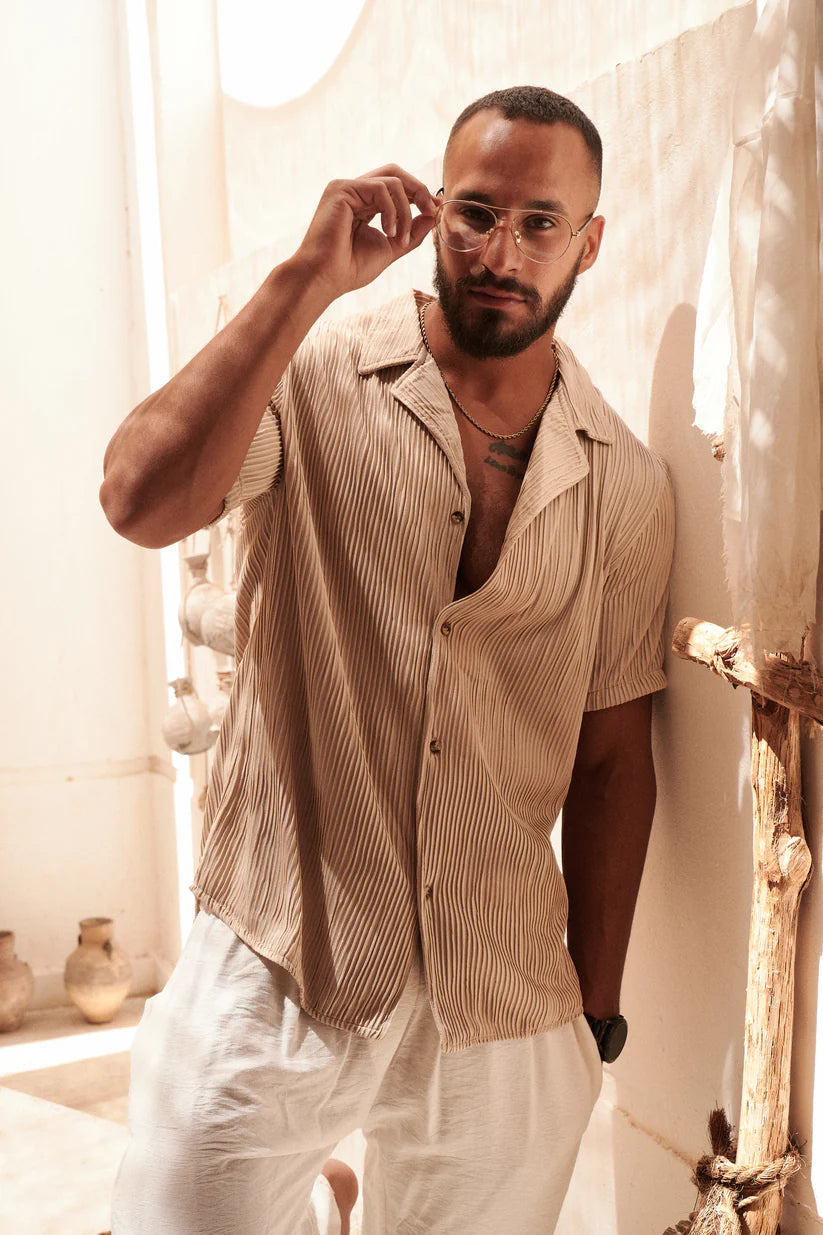 Ribbed Shirt In Cream