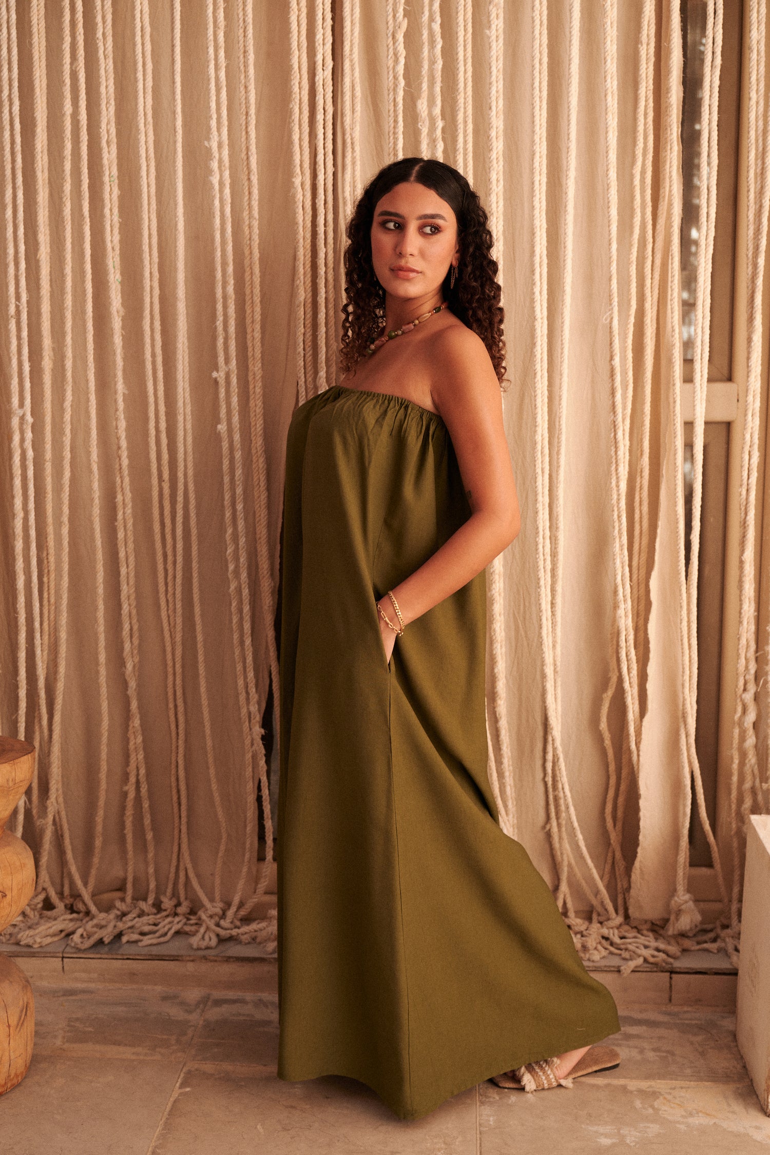 Flowy Dress In Olive
