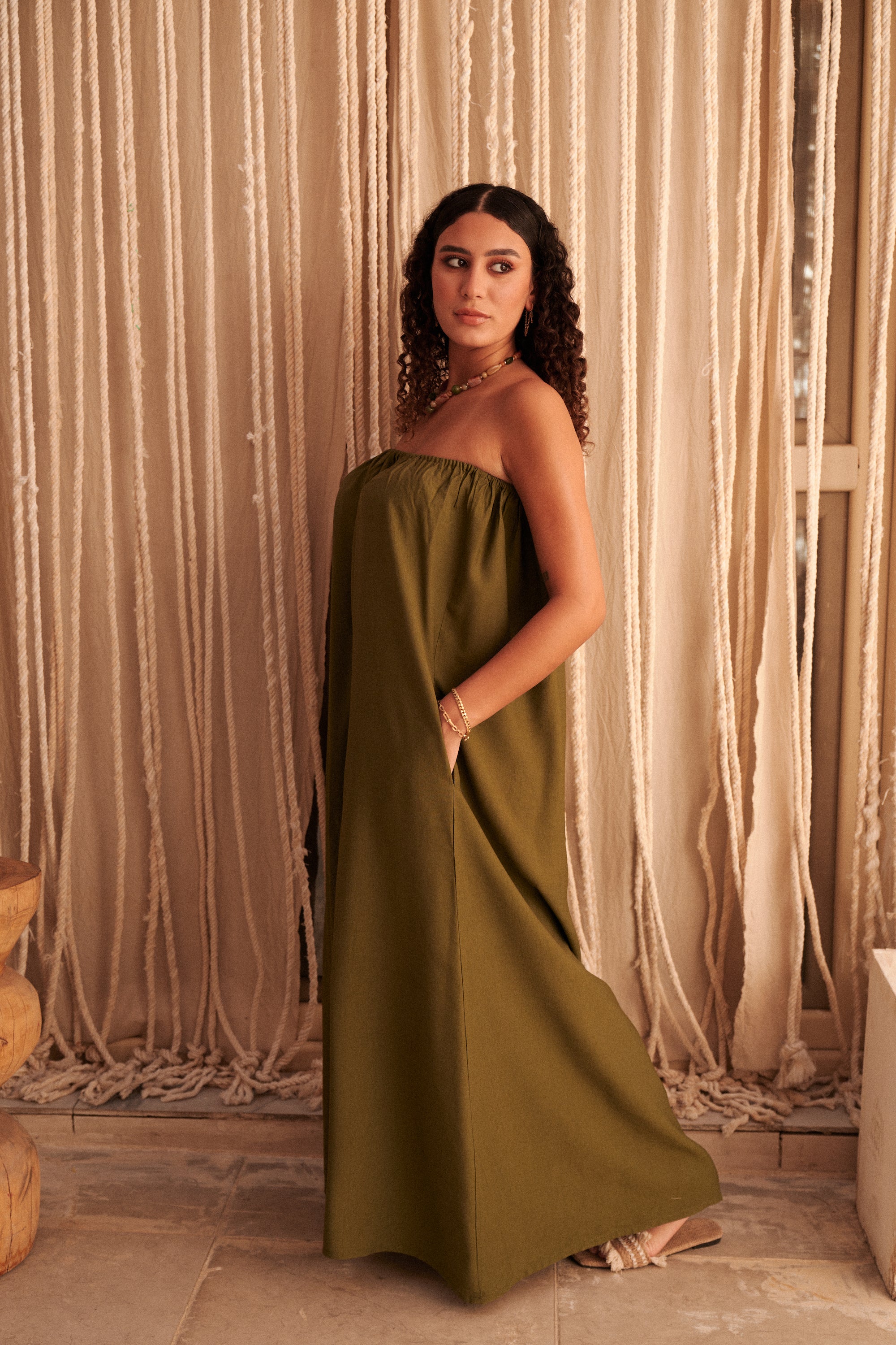 Flowy Dress In Olive