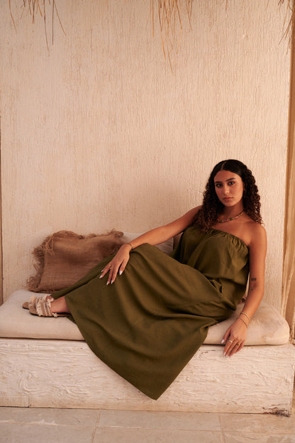 Flowy Dress In Olive