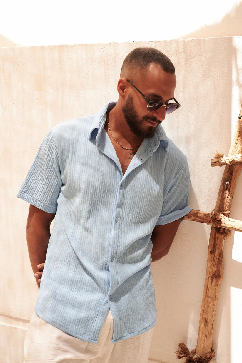 Textured Shirt In Sky Blue