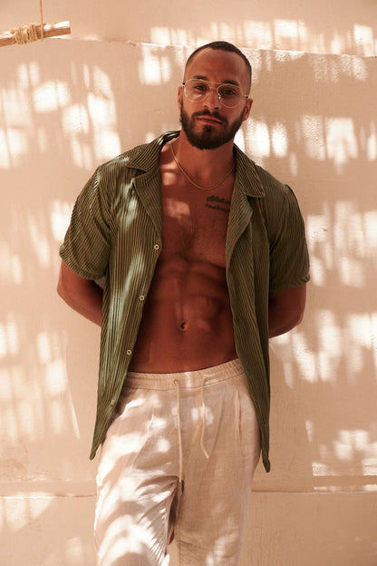 Ribbed Shirt In Olive