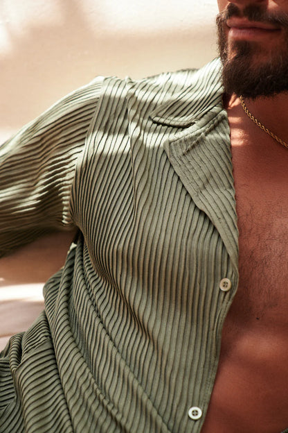Ribbed Shirt In Olive
