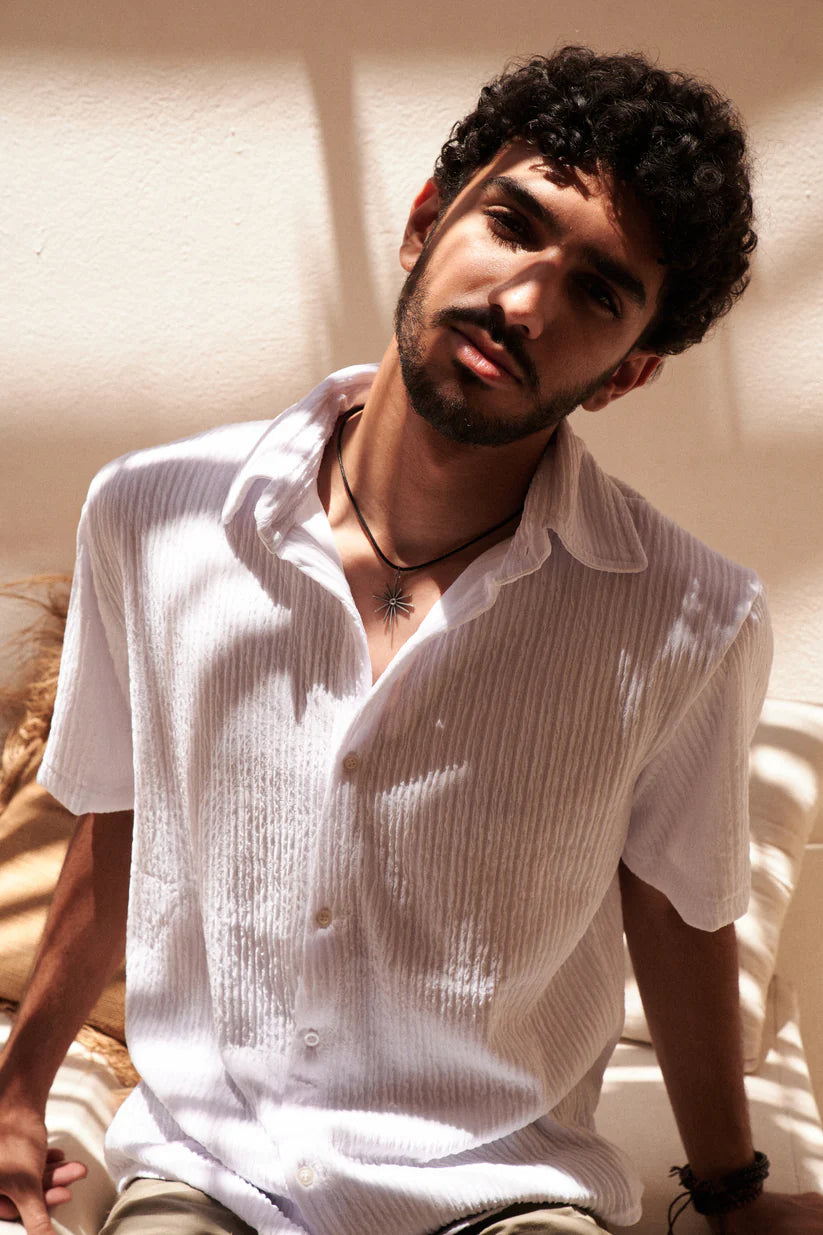 Textured Shirt In Frost White