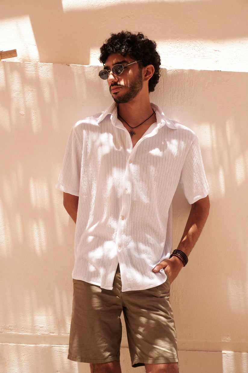 Textured Shirt In Frost White