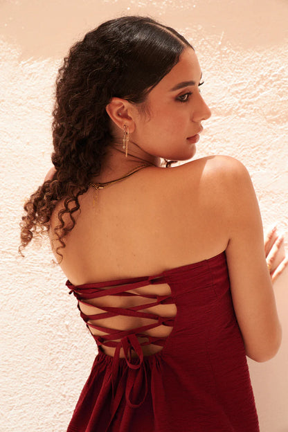 Effortless Mini Dress In Maroon