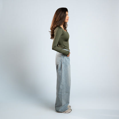 Diss &amp; Miss Long Sleeve Square Neck Top 1