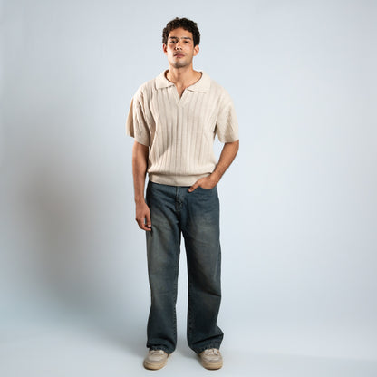 Bucks Ribbed Knitted Polo Boxy Fit