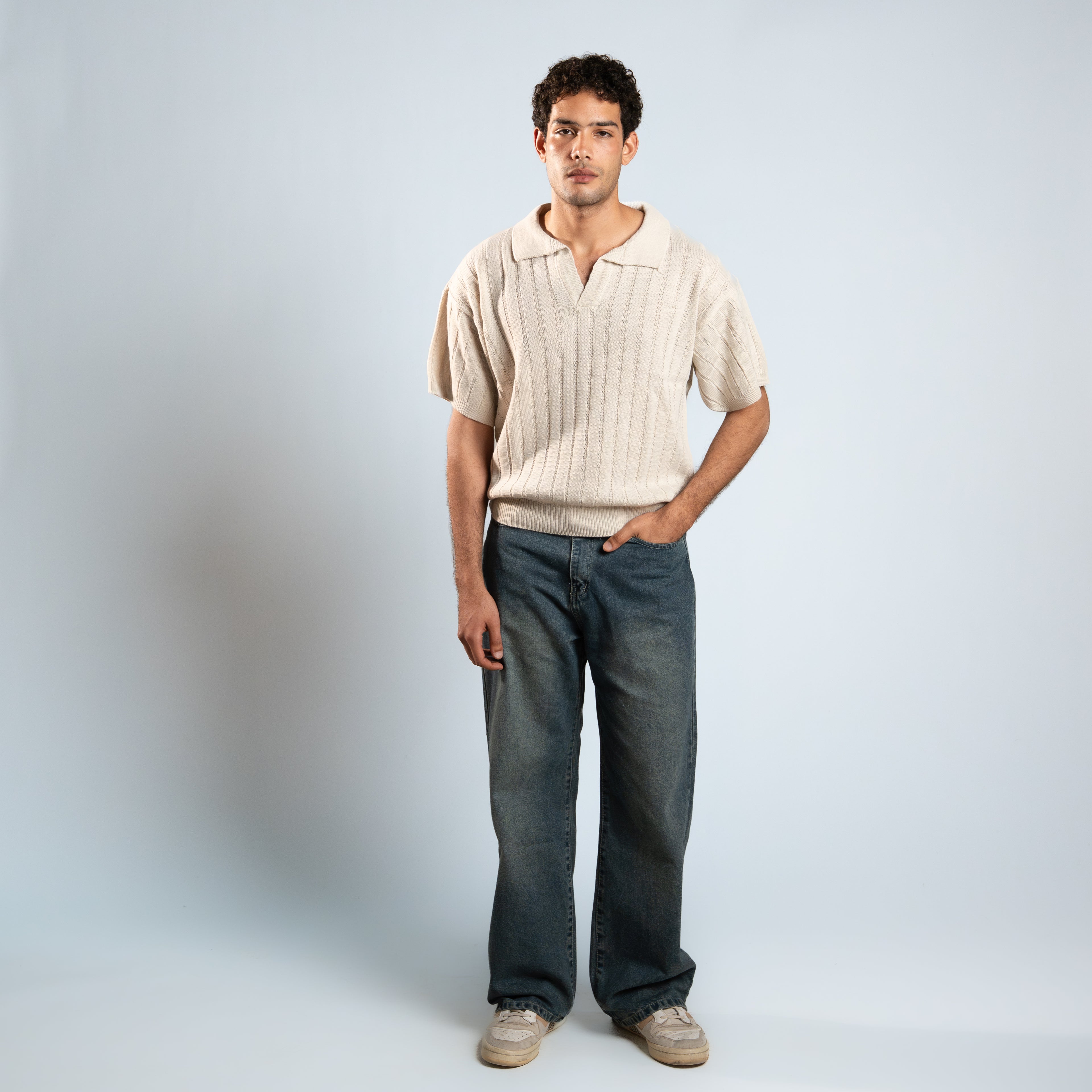 Bucks Ribbed Knitted Polo Boxy Fit