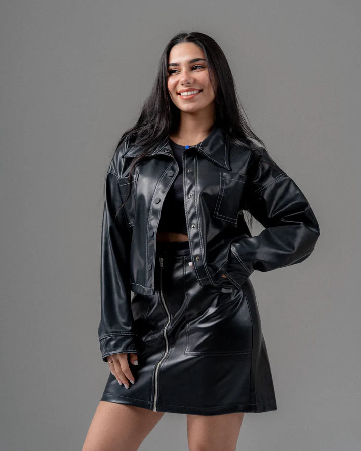 KUJI Stitched Leather Jacket