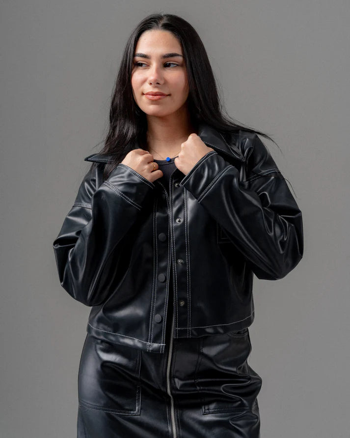 KUJI Stitched Leather Jacket