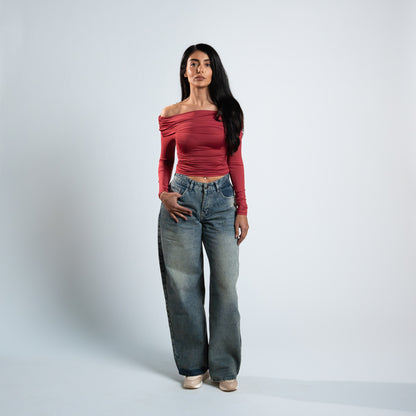 Blanks and Co Off Shoulder Draped Long Sleeve