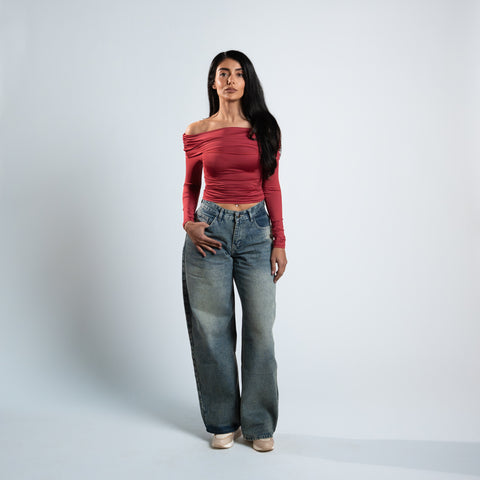 Blanks and Co Off Shoulder Draped Long Sleeve