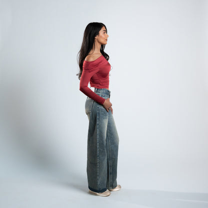 Blanks and Co Off Shoulder Draped Long Sleeve