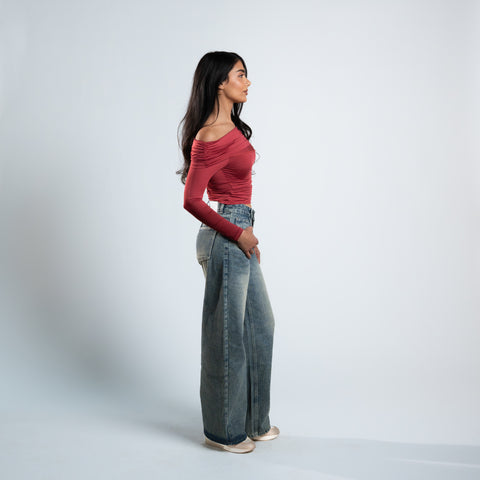Blanks and Co Off Shoulder Draped Long Sleeve