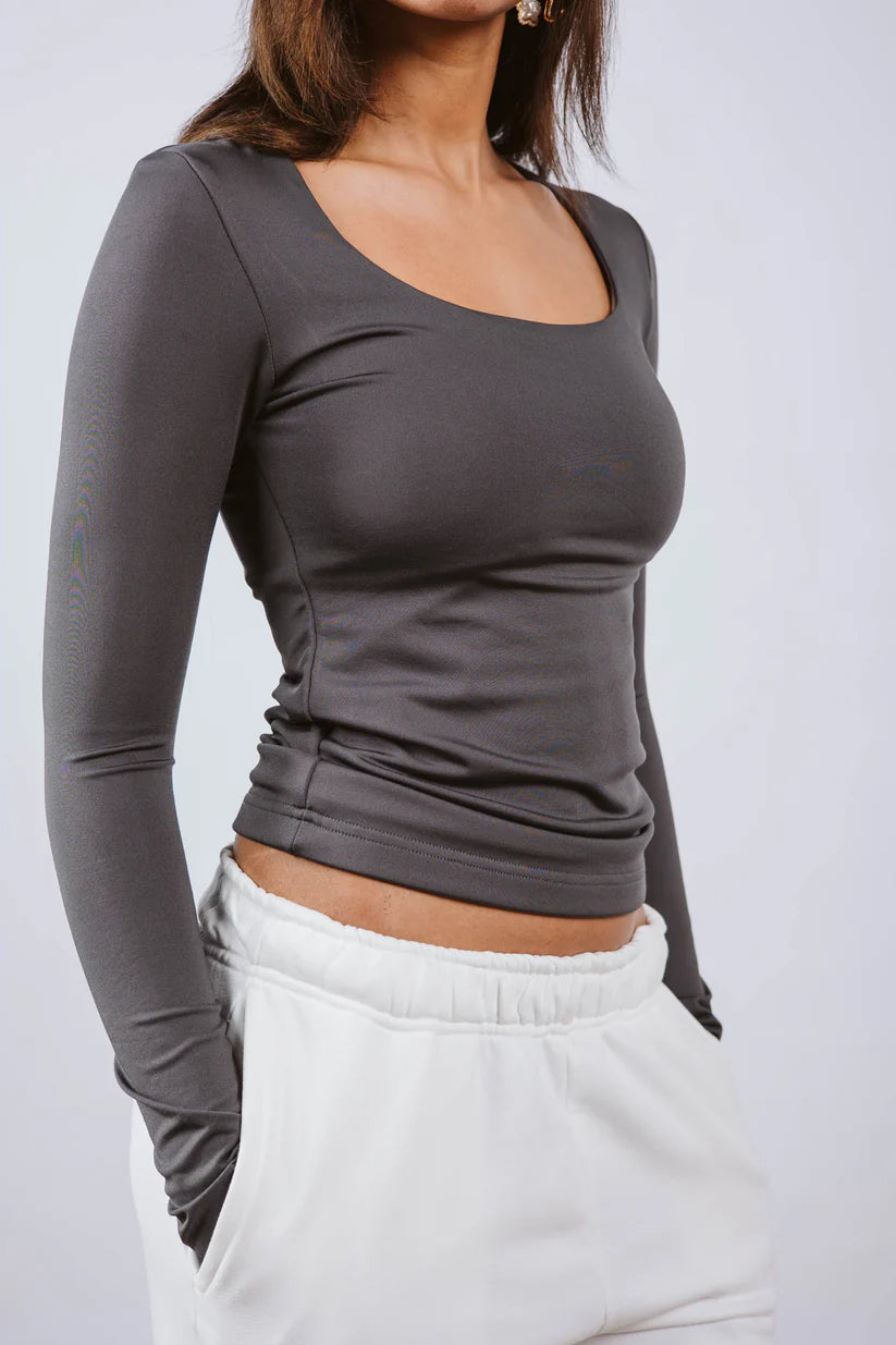 Diss &amp; Miss Long Sleeve Square Neck Top