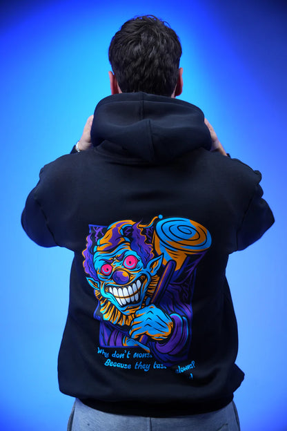 Denjoe “What don’t monsters eat clowns Because they taste funny” Printed Oversized Hoodie