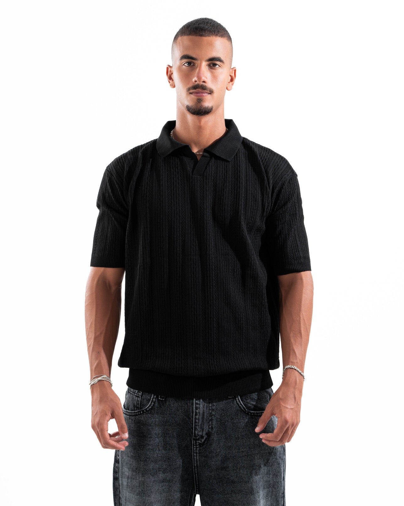 Psych Patterned Knit Polo