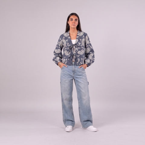 SBR Paisley Tie-Front Blouse