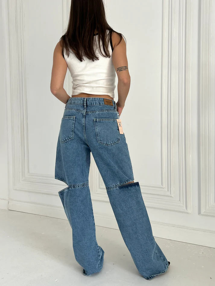 Maison de Chris Cut Out Denim Pants