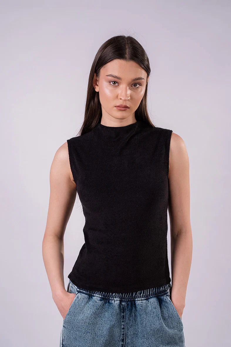 kntd W High Neck Velvet Top 2548