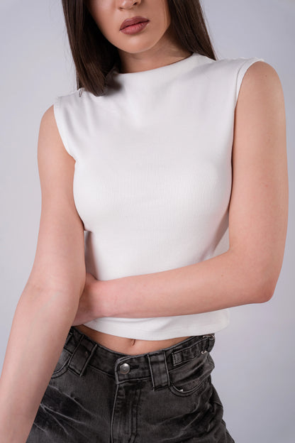 kntd W-High Neck Rib Top 2547