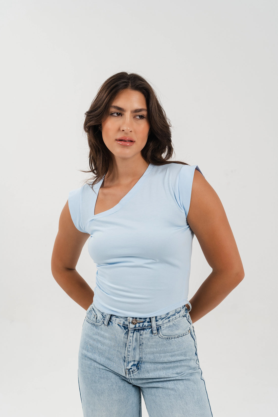 kntd W Quarter Sleeve Cropped Shirt 2543