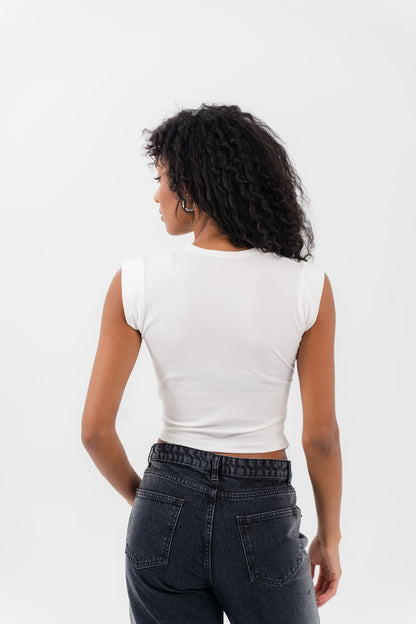 kntd W Quarter Sleeve Cropped Shirt 2543