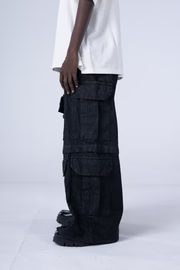 Blac Multi-Pocket Cargo Jeans