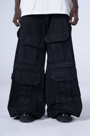 Blac Multi-Pocket Cargo Jeans