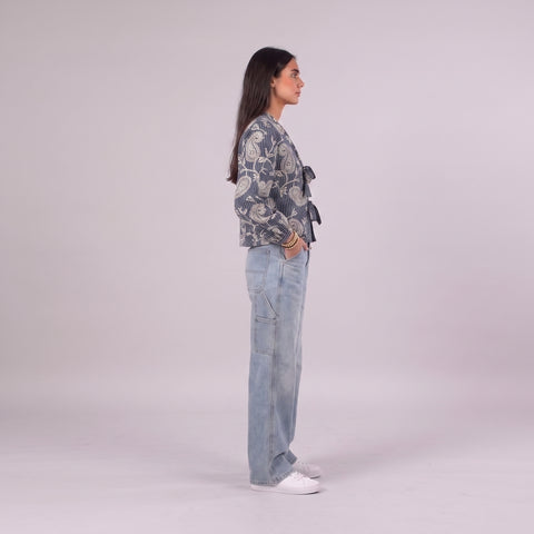 SBR Paisley Tie-Front Blouse