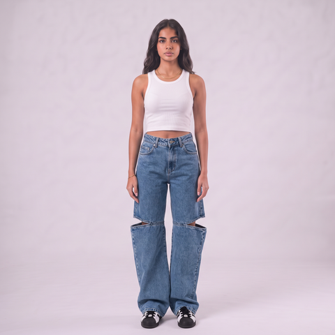 Maison de Chris Cut Out Denim Pants