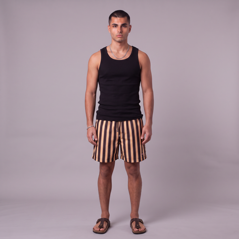 Decked Out Striped Swimshorts