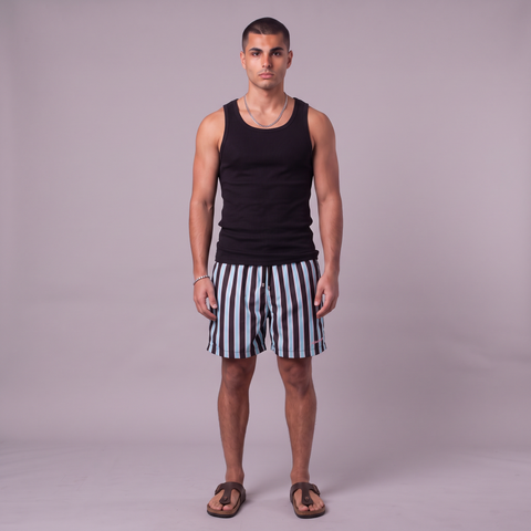 Decked Out Striped Swimshorts