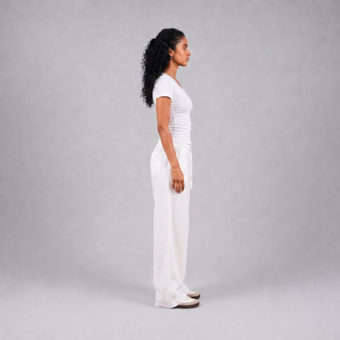 Gelvi Ribbed Wide Neck Short Sleeve