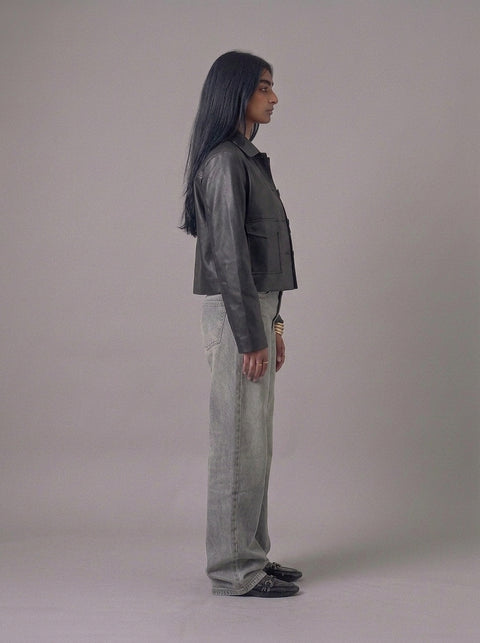 Frenchee Leather Buttons Jacket
